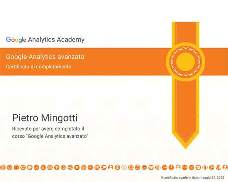Pietro Mingotti Certificazione Google Analytics3